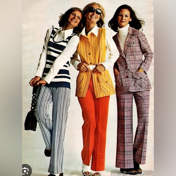 Vintage 70s Pinstripe High Waist Wide Leg Pant - Picture 12 of 16